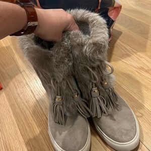 Tory Burch fur and suede boots